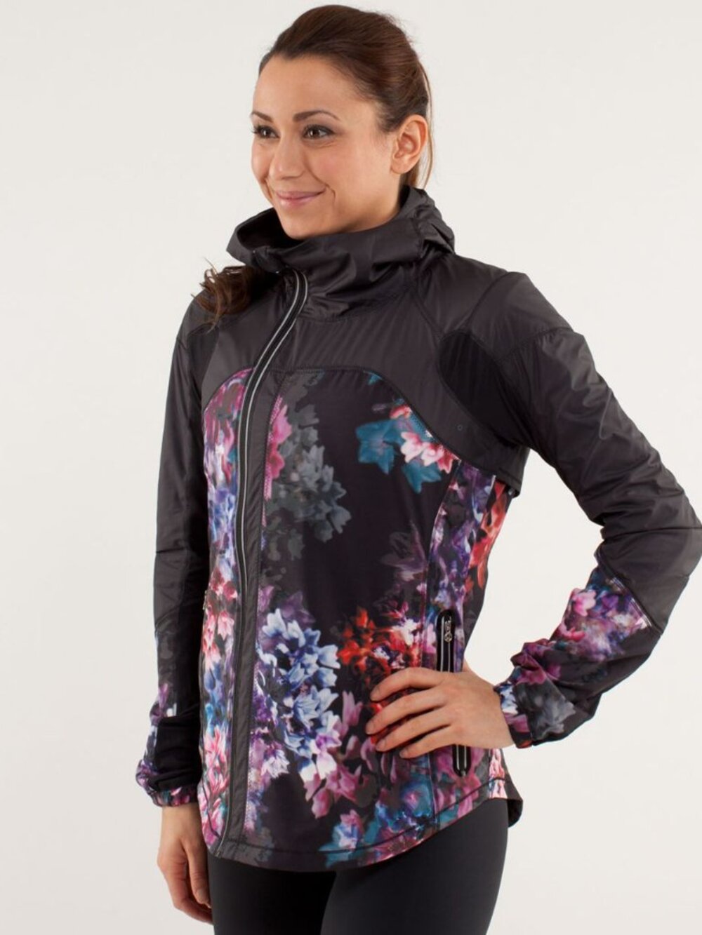 Lululemon Run Get Up And Glow Flower lined full zipped Jacket size 6
